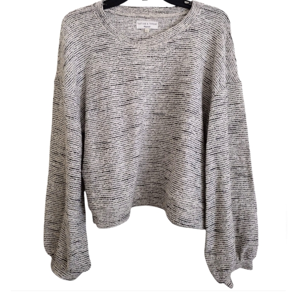 Madewell Tops - Madewell Texture & Thread Black And White Bubble Sleeve Top Size Large